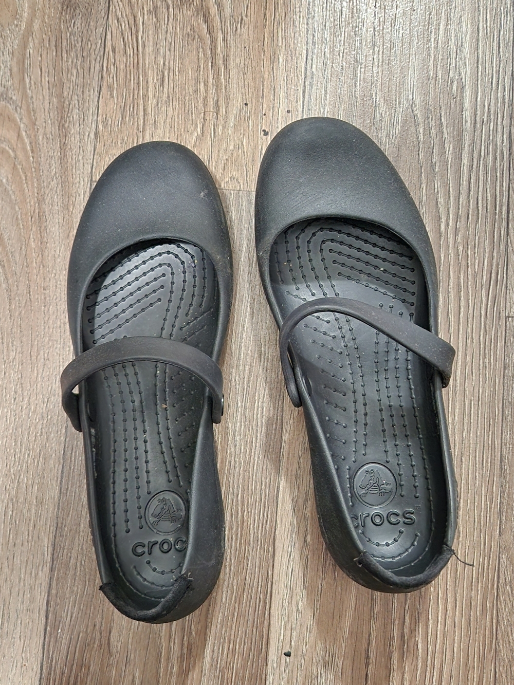 CROCS Women's Black Mary Jane Flats with Strap